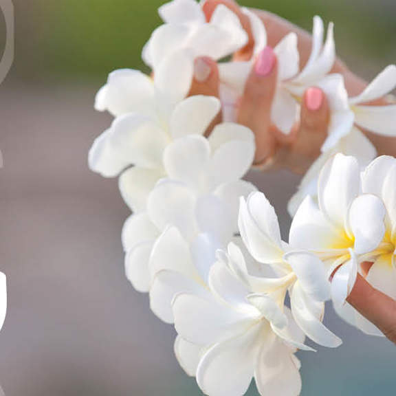 woman holding lei