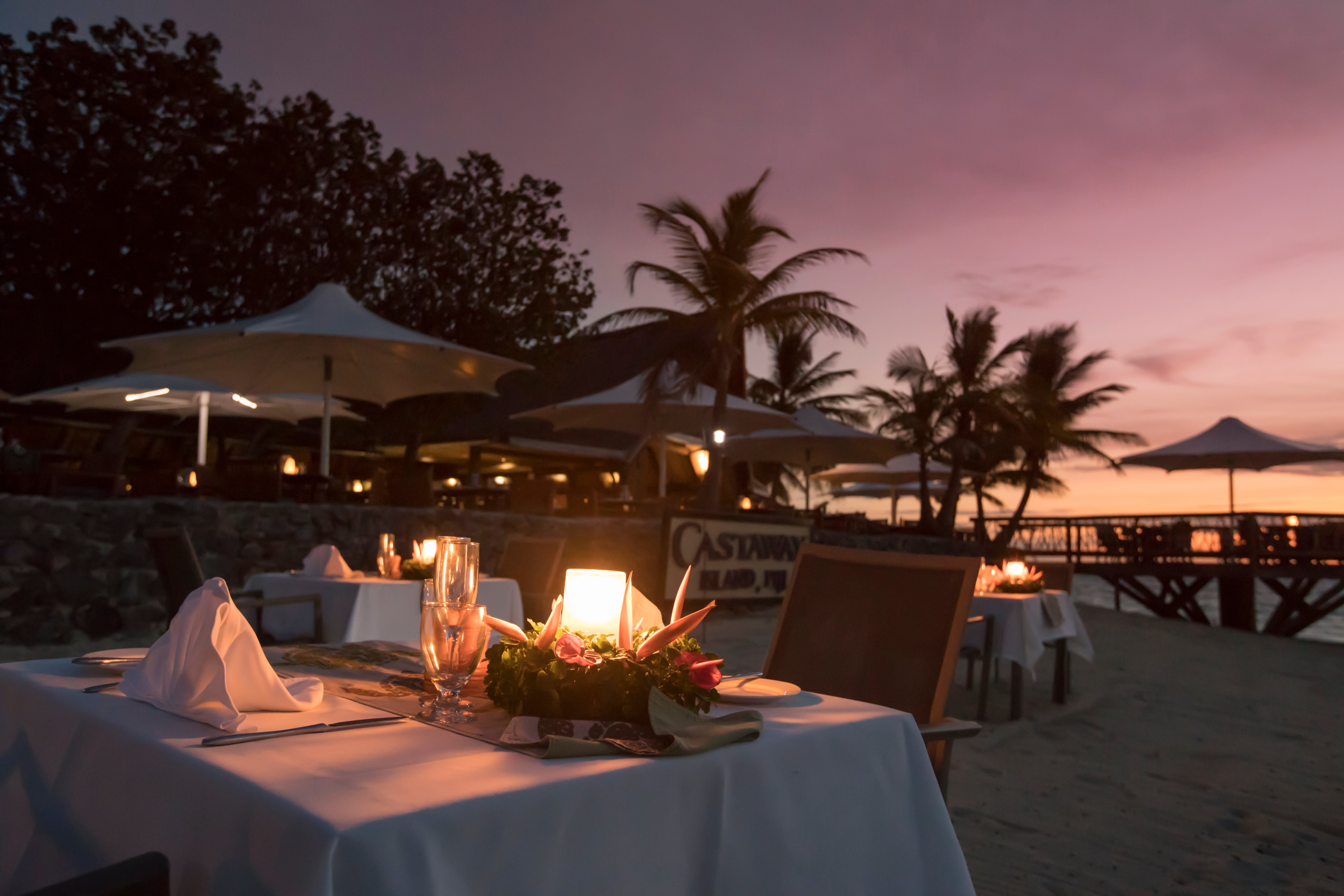 Candlelit dinner on the beach in Fiji