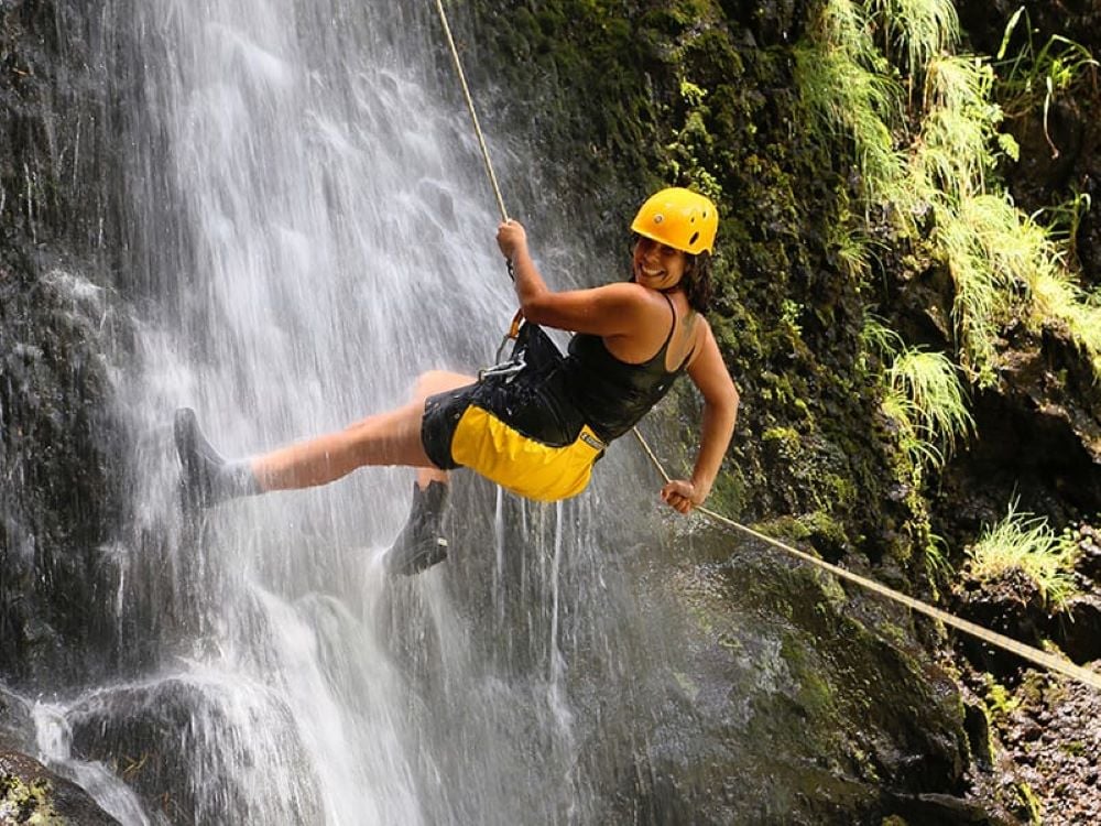 Rappel down a waterfall