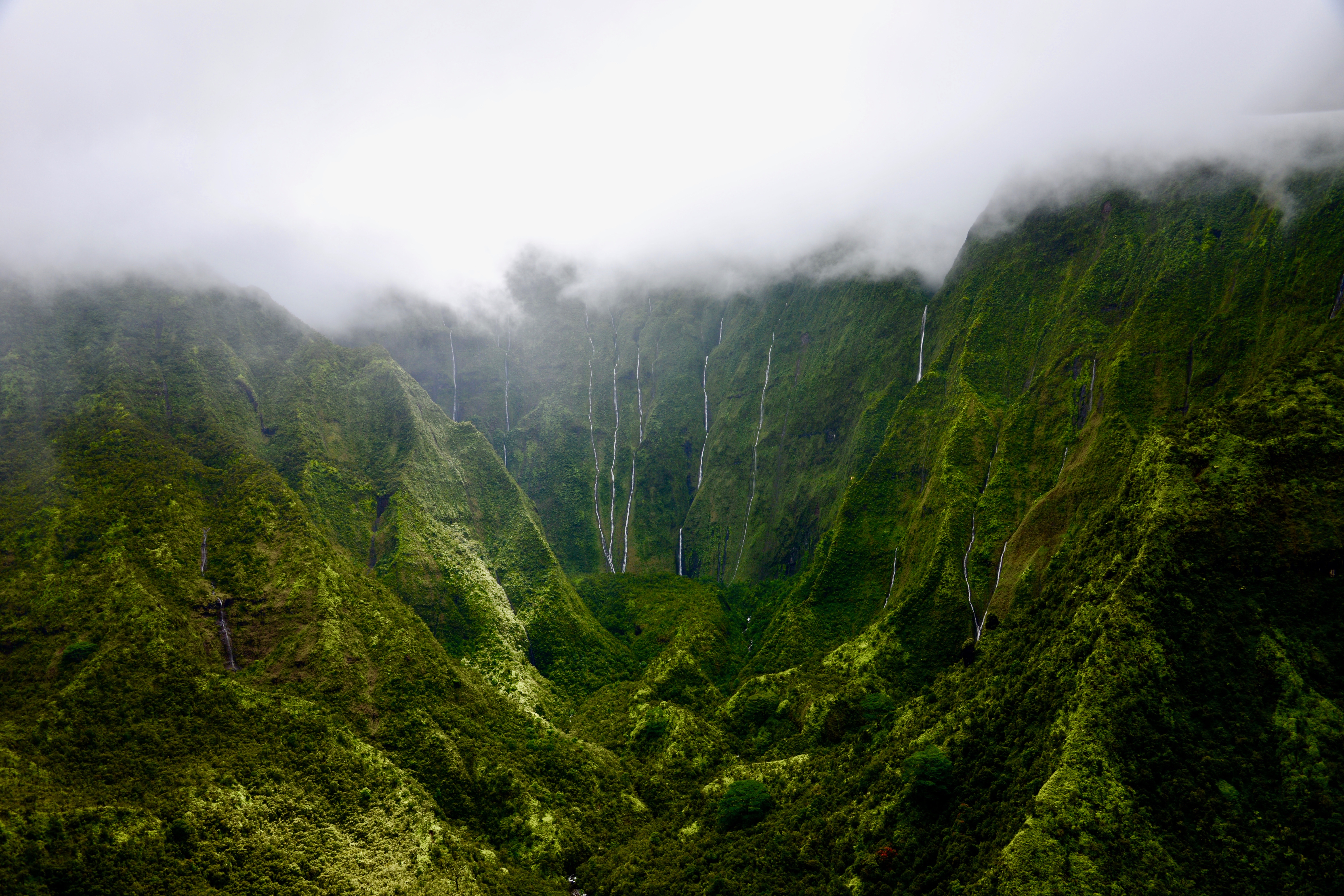 Mount Waialeale with waterfalls